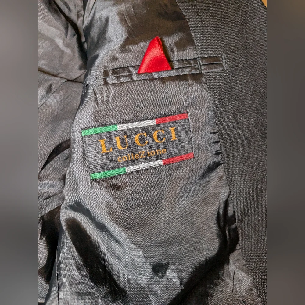 Lucci colleZione Hand Tailored Black Suit Jacket Designed In‎ Italy Size 42R